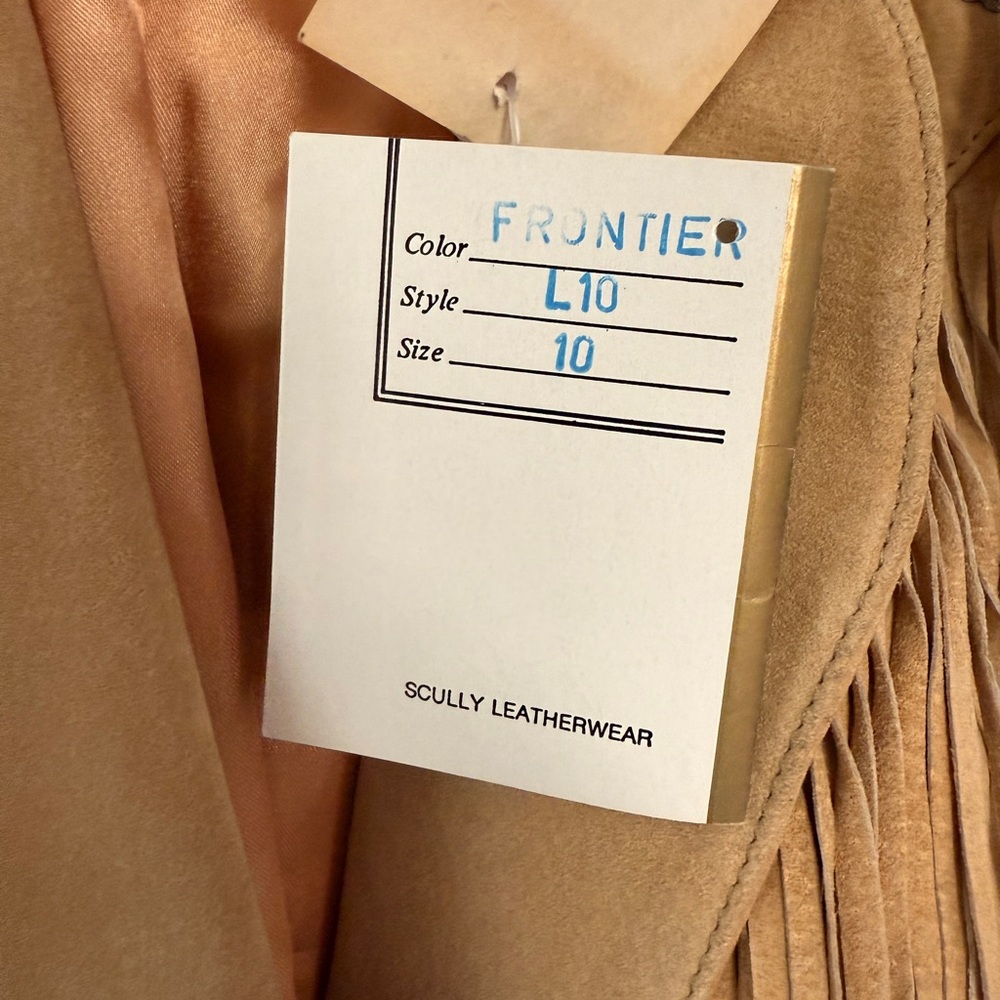 Real Leather Vintage Scully Camel Fringe Jacket - Picture 5 of 6